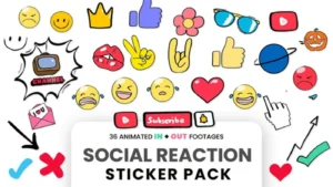 Animated Flat Design Social Media Reaction Icon Pack